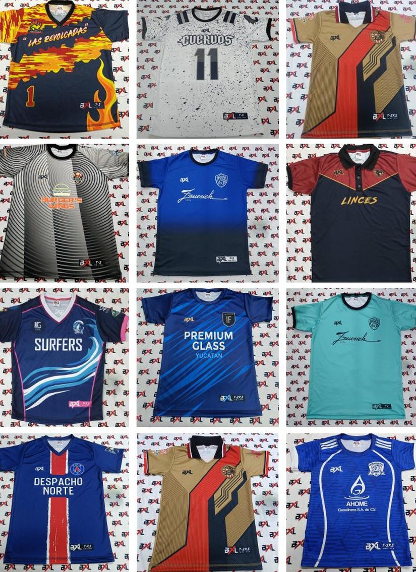 Mosaico de playeras personalizadas confeccionadas por BXL