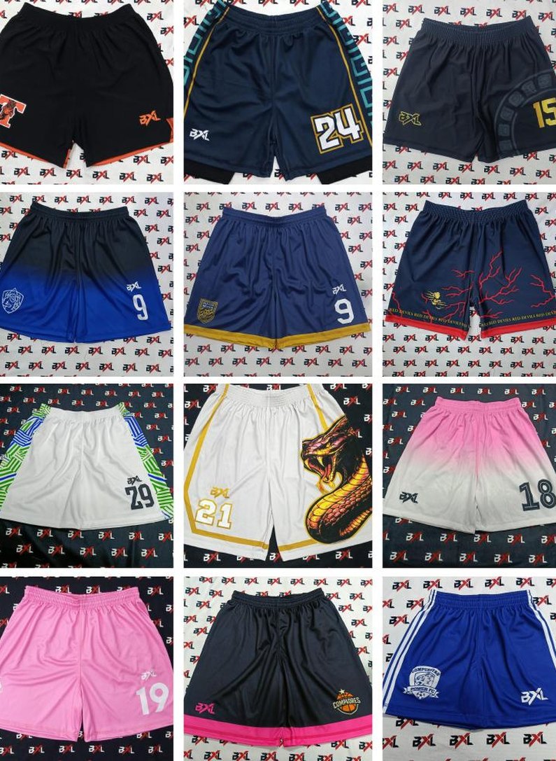 Mosaico de shorts de equipo confeccionados por BXL